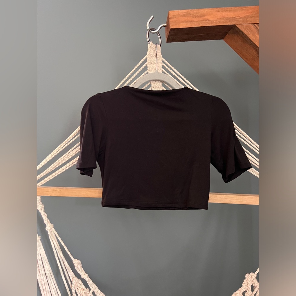 Naked Wardrobe Black Boatneck Crop Top